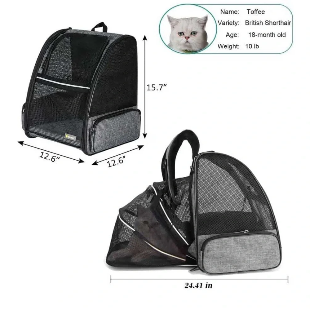 ComfortPet gray Breathable Backpack Carrier for Dogs & Cats